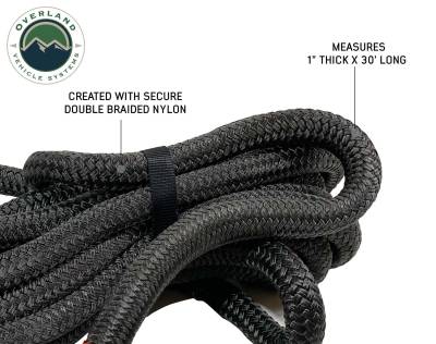 Overland Vehicle Systems - OVS Recovery Brute Kinetic Recovery Strap 1" x 30" With Storage Bag Gray/Black - Image 4