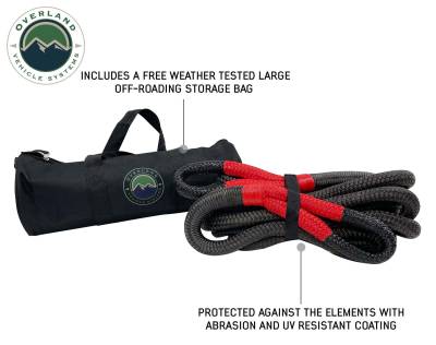 Overland Vehicle Systems - OVS Recovery Brute Kinetic Recovery Strap 1" x 30" With Storage Bag Gray/Black - Image 5