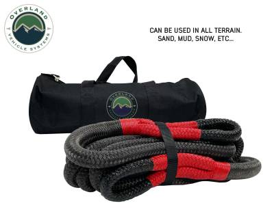 Overland Vehicle Systems - OVS Recovery Brute Kinetic Recovery Strap 1" x 30" With Storage Bag Gray/Black - Image 6