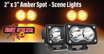 Night Stalker Lighting - Night Stalker 2" x 3" Amber Compact Scene/Driving Lights - Pair - Image 2